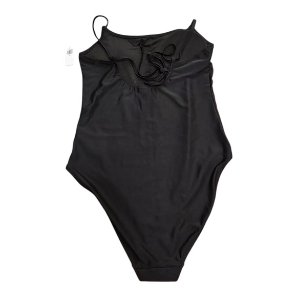 NWT Old Navy Tie-Back One-Piece Cami Swimsuit Black Jack Medium - Picture 2 of 3